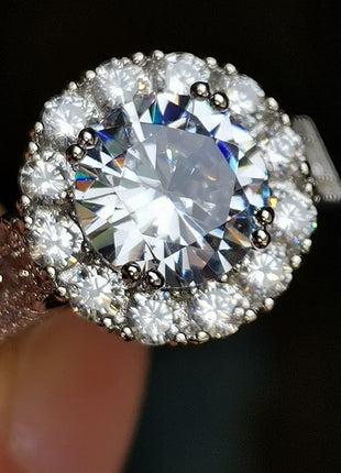 GUIDECUN Halo Art Deco Wedding Engagemen Ring for Women Fashion 925 Sterling Silver Plated Classic Round Cut White AAA Cz Size 6-10 (US Code 6)