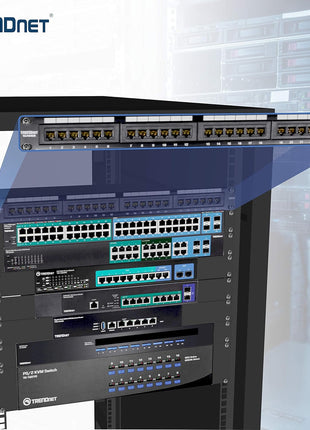 TRENDnet 24-Port Cat6 Unshielded Patch Panel, Wallmount or Rackmount, Compatible with Cat3,4,5,5e,6 Cabling, for Ethernet, Fast Ethernet, Gigabit Applications, Black, TC-P24C6 (Pack of 1)