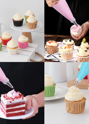 Piping Bags and Tips Set, 100Pcs 12 Inch Pastry Bags, Icing Bags Disposable | Cakes Decorating Kit Supplies with 1 Reusable Piping Bags 1 Couplers 12 Frosting Tips 2 Bag Ties 3 Cake Scraper