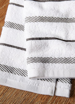 KitchenAid Albany Kitchen Towel 4-Pack Set, Charcoal Grey/White, 16"x26"
