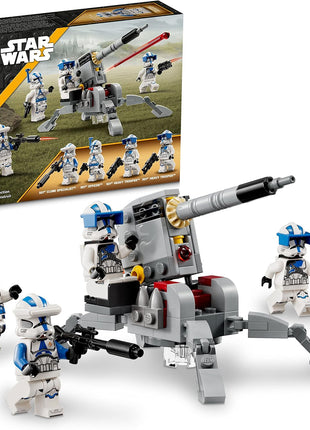 LEGO Star Wars 501st Clone Troopers Battle Pack Toy Set, Buildable AV-7 Anti Vehicle Cannon, with 4 Clone Trooper Minifigures, Portable Travel Toy, Great Birthday Gift for Kids Ages 6 and Up, 75345
