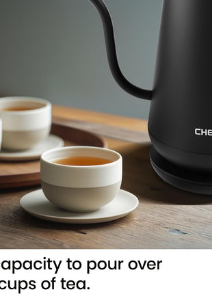 Chefman Gooseneck Electric Kettle, 0.8L Pour Over Tea Kettle for Coffee and Tea, One-Touch Operation, Boil-Dry Protection, Auto Shut-Off, Ultra-Fast Hot Water Boiler – Black