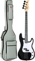Best Choice Products Full Size Beginner 4-String Electric Bass Guitar, Wooden PB-Style Bass Starter Set w/Padded Carrying Case - Black/White