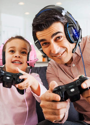 BENGOO G9000 Stereo Gaming Headset for PS4 PC Xbox One PS5 Controller, Noise Cancelling Over Ear Headphones with Mic, LED Light, 7.1 Surround Sound, Soft Memory Earmuffs for Nintendo Xbox Series X|S