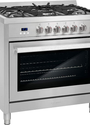 36 in. Nebula Coll 4.4 cu ft 5 Burner Gas Range Convection, Stainless Steel | Cosmo COS-965AGFC Oven Fan Circulation, Cast Iron Grates, Digital Display with Timer, Metal Knobs, Liquid Propane Convertible
