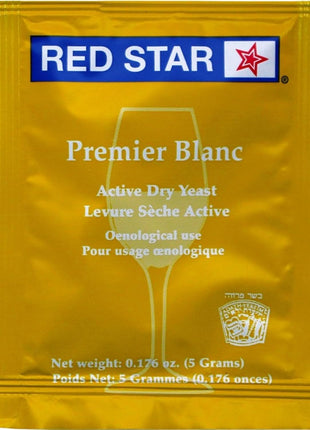 Red Star Premier Blanc Wine Yeast (10 Pack) - Great for Making Wine Cider Mead Kombucha at Home - 5 g Sachets - Saccharomyces cerevisiae - Sold by CAPYBARA Distributors Inc.