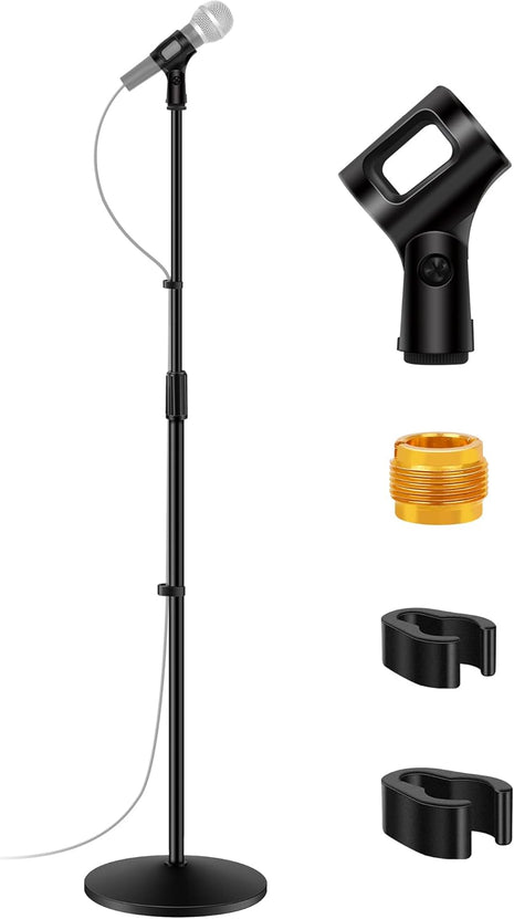 InnoGear Mic Stand, Microphone Stand Floor Detachable Boom Mic Arm Stands with Weighted Round Base, Height Adjustable from 34 inch to 60 inch for Blue Yeti HyperX QuadCast Shure SM58 Samson Q2U Fifine K669B