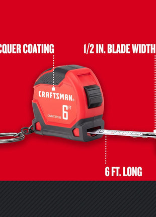 CRAFTSMAN Keychain Tape Measure, 6 FT (CMHT37106G)