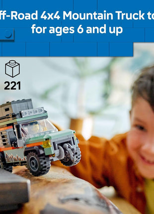 LEGO City Off-Road 4x4 Mountain Truck Toy - Building Toy Set for Kids, Boys and Girls, Ages 6+ - Fun Gift Idea for Birthdays and Holidays - with Adventurer Minifigure and Accessories - 60447