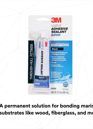 3M Marine Adhesive Sealant 5200 - Permanent Bonding and Sealing for Boats and Marine Applications - Black - 3 Ounces