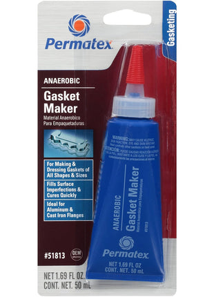 Permatex 51813 Anaerobic Gasket Maker, 50 ml Tube , Red, Packaging may vary.