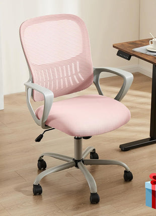 SMUG Office Computer Desk Chair, Ergonomic Mid Back Mesh Rolling Work Swivel Task Chairs with Wheels, Comfortable Lumbar Support, Comfy Arms for Home, Bedroom, Study, Dorm, Student, Adults