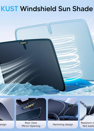 KUST Windshield Sun Shade for 2019-2025 2026 Chevrolet/Chevy Silverado 1500 Accessories, Regular Cab, Crew Cab, Double Cab 2Dr 4Dr Custom Fit Window Shade Sun Visor Foldable Blocks UV Rays