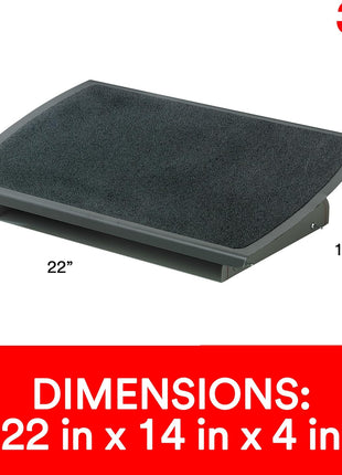 3M Foot Rest, Height and Tilt Adjustable, 22" Extra Wide Platform with Safety-Walk Slip Resistant Surface Provides Ample Room for Both Feet, Heavy Duty Steel Construction, Charcoal Gray (FR530CB)