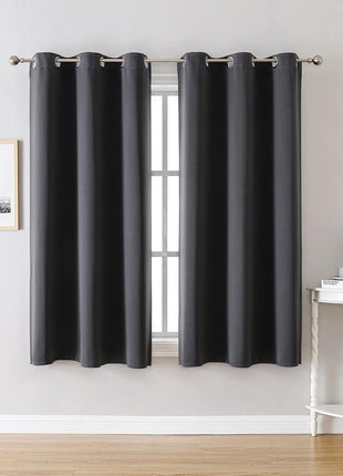 ChrisDowa Blackout Curtains for Bedroom and Living Room 63 Inches Long | 2 Panels Set, Thermal Insulated, Light Blocking, Room Darkening, Grommet, Window Drapes, Dark Grey, 42 x 63 Inch