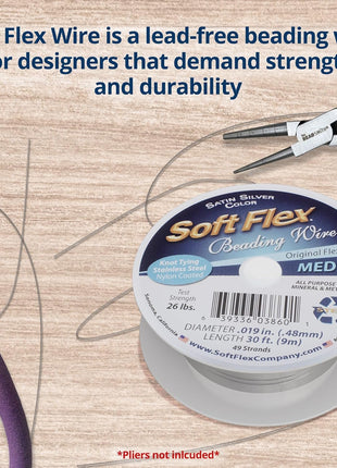 Soft Flex 49 Strand Beading Wire - Medium 0.19 Diameter - 30 Feet Nylon Design Wire
