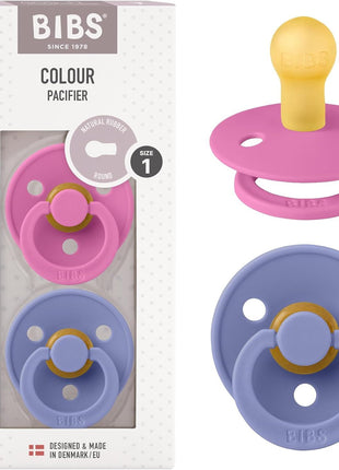 BIBS Pacifiers Colour Collection | Natural Rubber Baby Pacifier | Set of 2 BPA-Free Soothers | Made in Denmark | 0+ Months (Pack of 2) | Dusty Blue/Steel Blue
