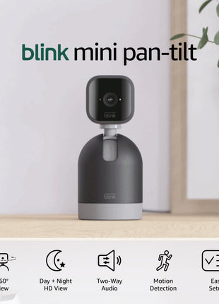 Blink Mini Pan-Tilt Camera (newest model), Rotating indoor plug-in smart security camera, two-way audio, HD video, motion detection, Works with Alexa (Black)