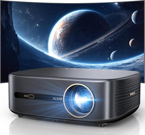 [2500 ANS & 50W] Alvar Outdoor Projector 4K Support with WiFi 6 and Bluetooth, dbx-tv Sound, Built in NetfIix App & DoIby Audio Proyector, Auto Focus & Keystone Smart for Soccer Match