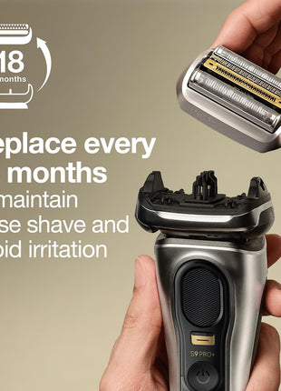 Braun Shaver Head Replacement Part 94M Silver, Compatible with Series 9 Pro and Series 9 Electric Razors for Men