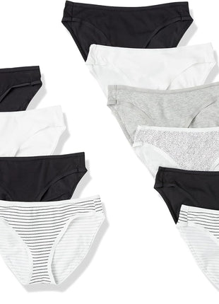 Amazon Essentials Women's Breathable Cotton Bikini Brief Underwear with Full Coverage, Multipacks