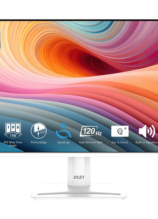 msi PRO MP251W E2 24.5-inch IPS 1920 x 1080 (FHD) Gaming Office Monitor, 120Hz, Adaptive-Synch, HDR Ready, HDMI, VGA Port, Display Port,VESA Mountable, Tilt, Speaker, 4-Side Slim Bezel,1ms, White