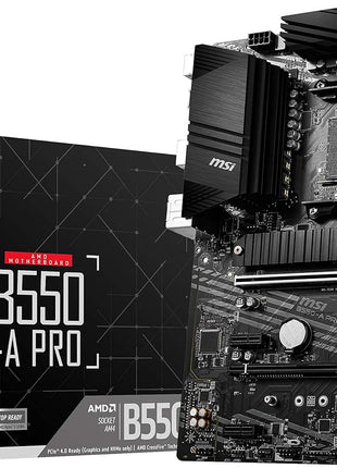 MSI B550-A PRO ProSeries Motherboard (AMD Ryzen 5000, AM4, DDR4, PCIe 4.0, SATA 6Gb/s, M.2, USB 3.2 Gen 2, HDMI/DP, ATX)