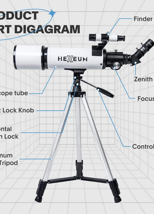 Telescope 80mm Aperture 600mm - Astronomical Portable Refracting Telescopes Fully Multi-Coated High Transmission Coatings AZ Mount with Tripod Phone Adapter, Wireless Control, Carrying Bag.