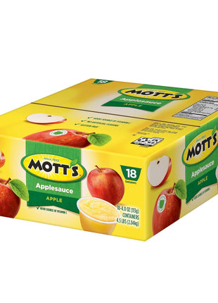 Mott's Applesauce, 4 Oz Cups, 18 Count, No Artificial Flavors, Good Source Of Vitamin C, Nutritious Option For The Whole Family