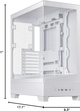 ASUS A31 White ATX Mid-Tower Gaming Case, Dual Tempered Glass, Frameless, BTF Hidden Connectors, 360 AIO Support, Angled Base, ARGB, Optimized Airflow, Seamless Cable Management, 2 Year Warranty