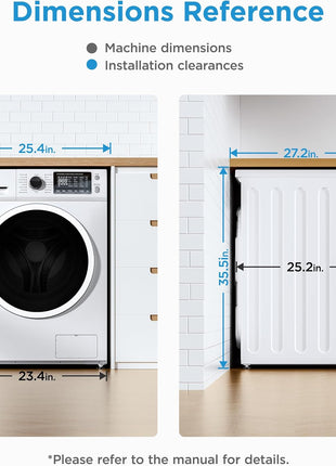 Midea 24 Inch All-in-One Front Load Washer Dryer Combo, 2.7 Cu.ft 26lbs Ventless Full-Automatic Washing Machine with Steam Care, Overnight Dry, 1400 RPM 16 Wash Cycles, White