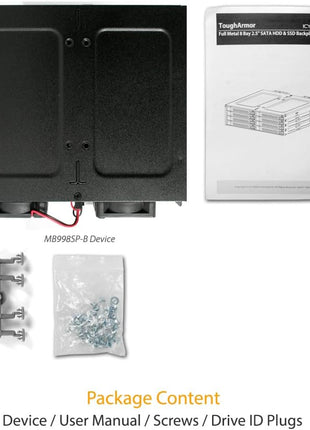 ICY DOCK Full Metal 8 x 2.5 SAS/SATA HDD/SSD Moblie Rack Enclosure for 5.25" Bay | ToughArmor MB998SP-B