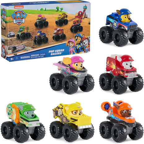 PAW Patrol Rescue Wheels 6-Piece Pup Squad Racers Vehicle Gift Set | 6 Collectible Toy Cars, Chase, Marshall, Skye, Rubble, Rocky & Zuma Racers, Kids Toys for Boys & Girls Ages 3+