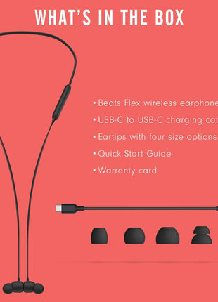 Beats Flex Wireless Earbuds - Apple W1 Headphone Chip, Magnetic Earphones, Class 1 Bluetooth, 12 Hours of Listening Time, Built-in Microphone - Black