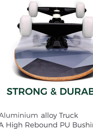 WhiteFang Skateboards for Beginners, Complete Skateboard 31 x 7.88, 7 Layer Canadian Maple Double Kick Concave Standard and Tricks Skateboards for Kids and Beginners