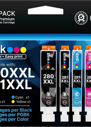 E-Z Ink Compatible Tr8620a Ink Cartridge Replacement for Canon PGI-280XXL CLI-281XXL 280 XXL 281 XXL Compatible with TR8520 TR8620a TR8620 TS702a TS9520 TS9521C TR8520 TS6220 TS6320 TS8220 (5 Pack)