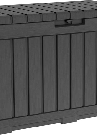 Keter Kentwood 50 Gallon Resin Deck Box-Organization and Storage for Patio Cushions, Throw Pillows and Garden Tools, Dark Grey