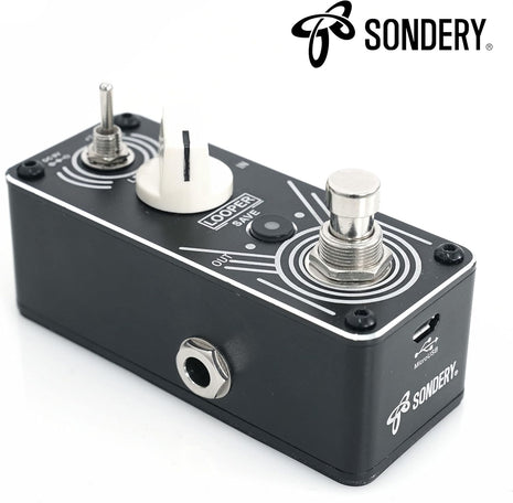 Sondery Looper Pedal Triple Loop, Each Track 30 Minutes Looping Time, Access to Upload/Download Music Files Via Enclosed USB Cable from/to Each Track, Unlimited Overdubs Undo/Redo, True Bypass
