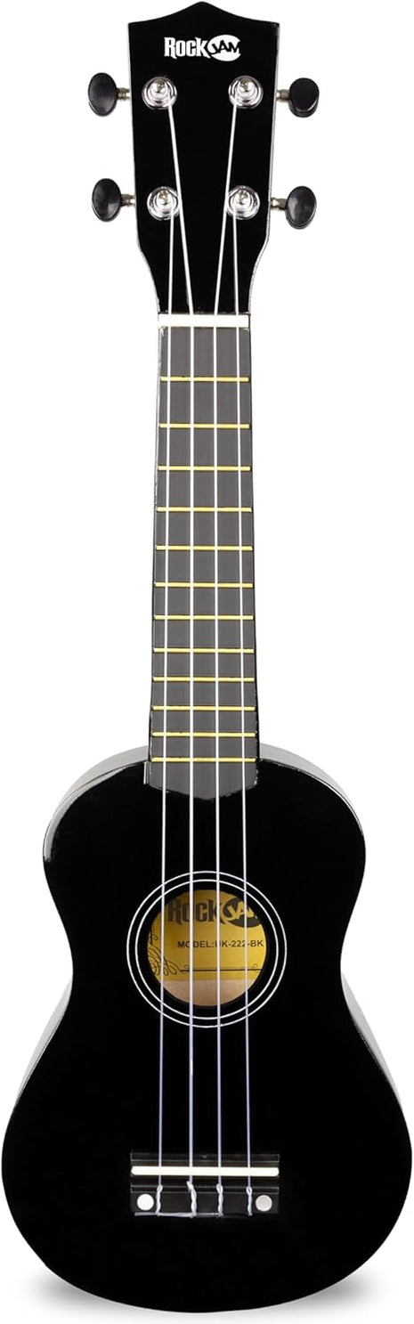 RockJam 21 Inch Soprano Ukulele with Gig Bag, Black | Soprano ukulele with gig bag for kids, adults and beginners, easy to tune with a bright traditional tone