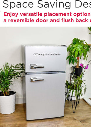Frigidaire EFR3A1 Compact Small Top-Freezer Refrigerator, Stainless Steel Mini Bar Fridge, Platinum Series-21.26" D x 17.83" W x 33.5" H, 3.2 cu ft Double Door