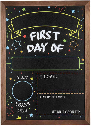First Day Last Day of School Chalkboard Double Sided Sign with Frame - 14 inch x 10 inch