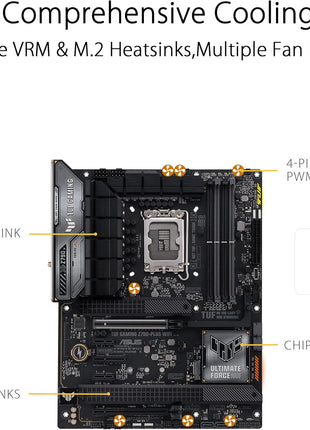 ASUS TUF Gaming Z790-Plus WiFi LGA 1700(Intel 14th,12th &13th Gen) ATX Gaming Motherboard(PCIe 5.0,DDR5,4xM.2 Slots,16+1 DrMOS,WiFi 6,2.5Gb LAN,Front USB 3.2 Gen 2 Type-C,Thunderbolt 4(USB4),Aura RGB)