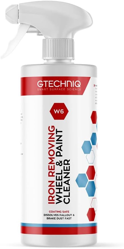 Gtechniq W6 Iron Removing Wheel & Paint Cleaner for Cars 500ml | Powerful Iron and Fallout Remover, Dissolves Contaminants Safely, Protects Paintwork and Wheels