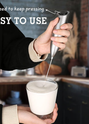 SIMPLETaste Milk Frother Handheld Battery Operated Electric Foam Maker, Drink Mixer with Stainless Steel Whisk and Stand for Cappuccino, Bulletproof Coffee, Latte