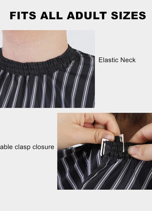 Professional Hair Cutting Cape with Neck Duster Brush, Large Size Salon Hairdresser Cape for Men, Women and Kids(Black With White Stripes)