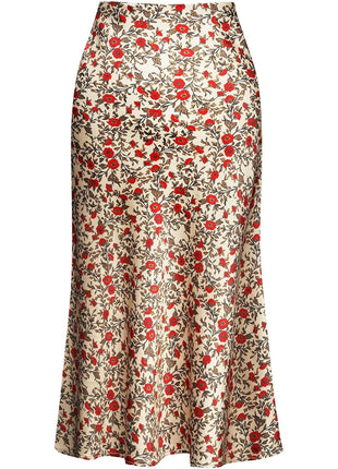 Keasmto Leopard Skirt for Women Midi Length High Waist Silk Satin Elasticized Cheetah Skirts L