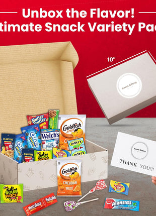 Snacks Variety Pack for Adults 40 Count - Snack Box Variety Pack for Kids & Gifting, Care Package for College Students & Study Time, Snack Boxes for Adults, Office Treats, Birthdays & Back to School