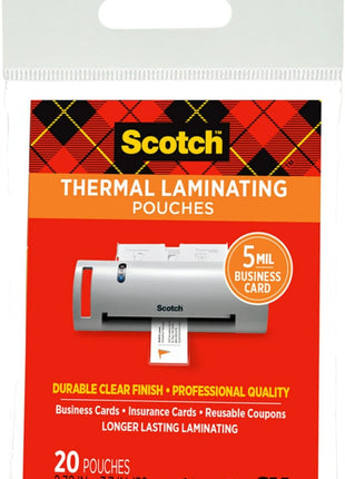 Scotch Thermal Laminating Pouches Premium Quality, 5 Mil Thick for Extra Protection, 20 Pack Business Card Size Laminating Sheets, Our Most Durable Lamination Pouch, 2.3 x 3.7 inches (TP5851-20)