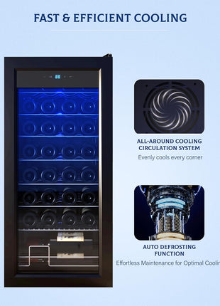 GarveeHome Wine Fridge, Compressor Wine Cooler Refrigerator, Beverage and Wine Refrigerator with Digital Touch Control, Double-Layer Glass Door, Freestanding or Built-In, 32 Bottles
