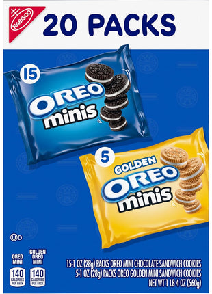 Oreo Mini Mix Sandwich Cookies Variety Pack, 20 Snack Packs | Individually Wrapped, Always made with Real Cocoa, Certified Kosher
